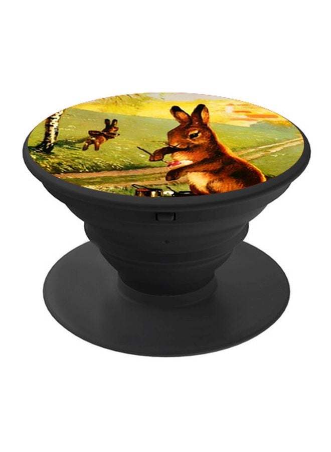 بي بي مسند هاتف بماسكة بوب سوكيت بطبعة رسمة أرنب أخضر/بني/أسود - Image 1