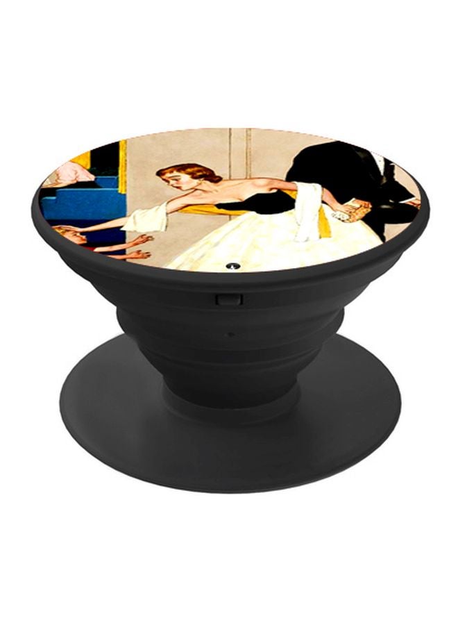 BP Woman Printed Pop Socket Phone Holder Beige/Black - Image 1