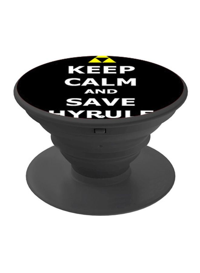 بي بي حامل هاتف على شكل مقبس منبثق بنمط مطبوع يعبر عن تصميم حافظ على هدوئك أسود/ أبيض/ أصفر - Image 1