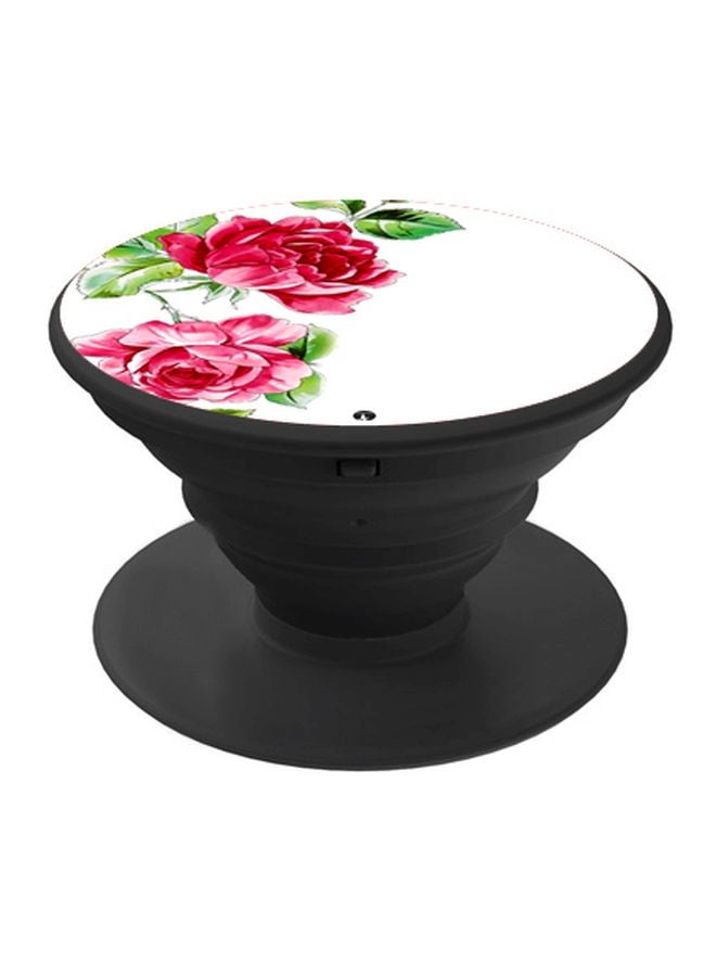 BP Floral Printed Pop Socket Phone Holder White/Pink/Black - Image 1