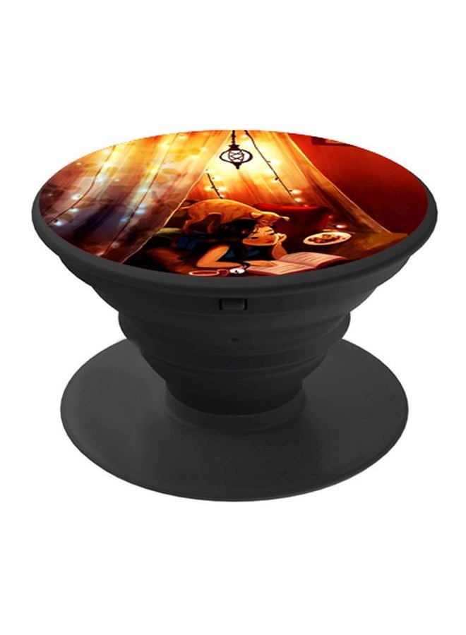 BP Girl With Dog Printed Pop Socket Phone Holder Brown/Yellow - Image 1