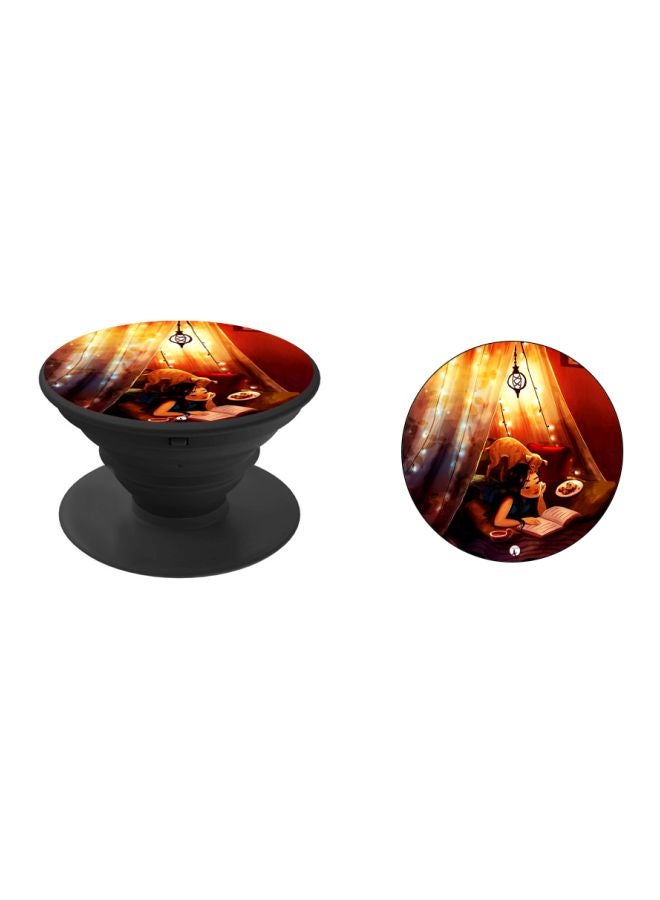 BP Girl With Dog Printed Pop Socket Phone Holder Brown/Yellow - Image 2