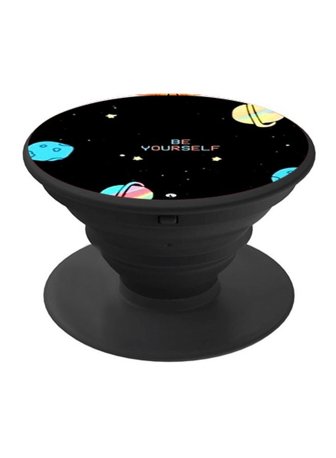 BP Be Yourself Printed Pop Socket Phone Holder Black/Blue/Yellow - Image 1