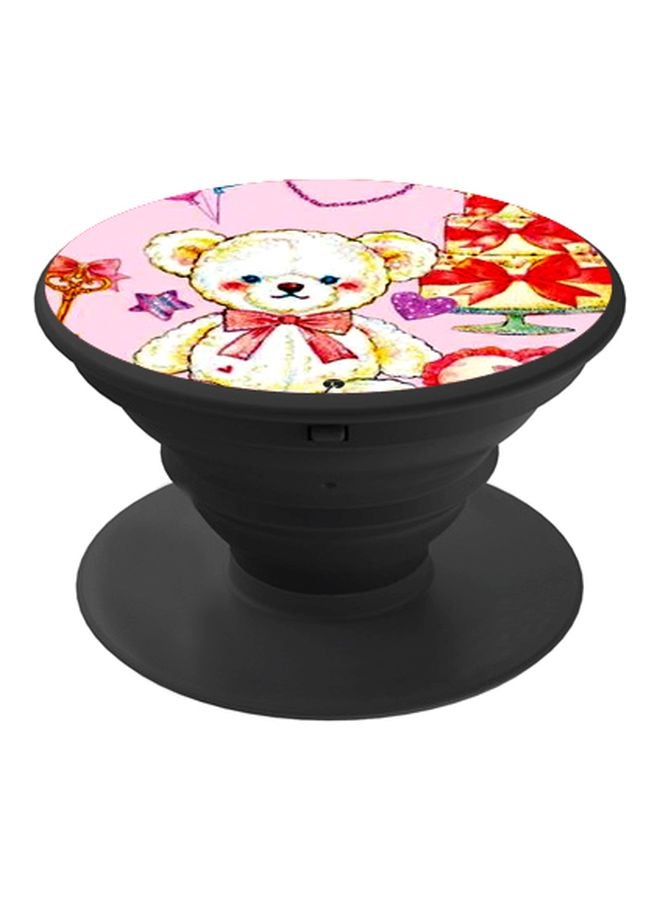 BP Teddy Bear Printed Pop Socket Phone Holder Pink/Yellow/Black - Image 1