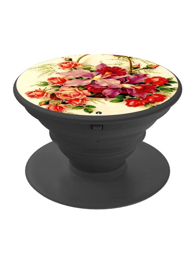 BP Rose Printed Pop Socket Phone Holder Beige/Red/Pink - Image 1