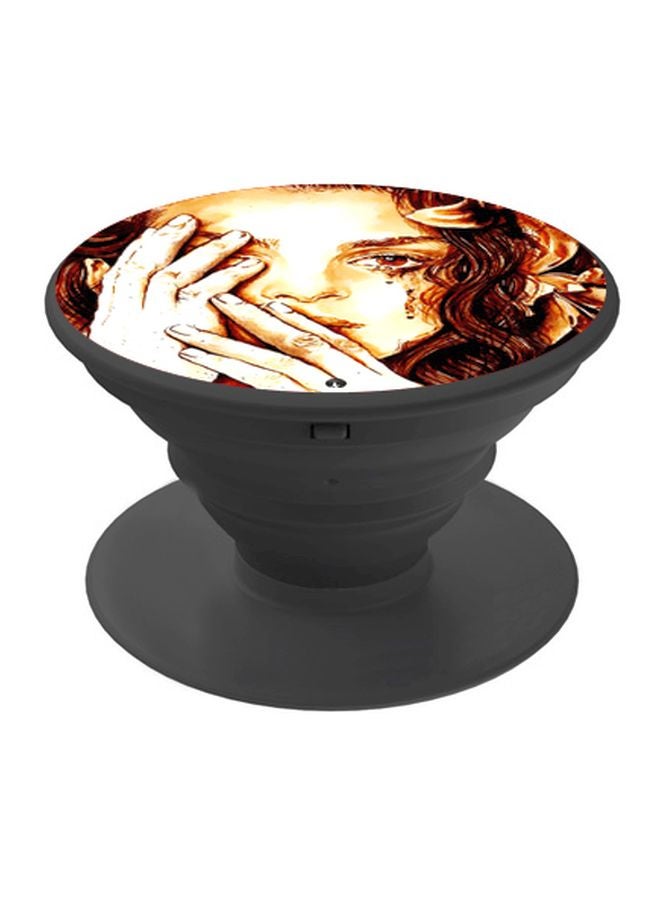 BP Woman Printed Pop Socket Phone Holder Beige/Brown/White - Image 1