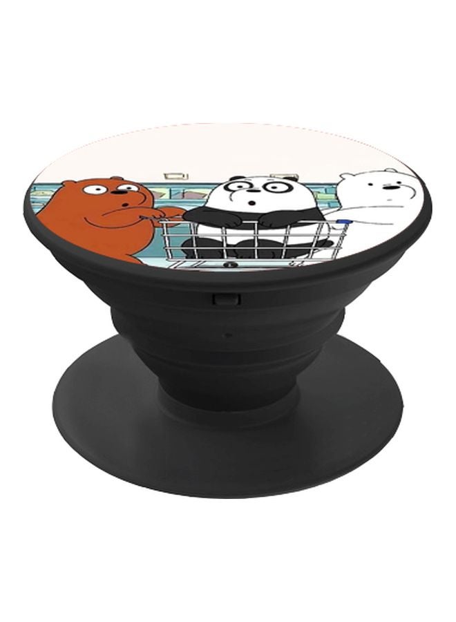 BP Bear Printed Pop Socket Phone Holder Brown/White/Blue - Image 1