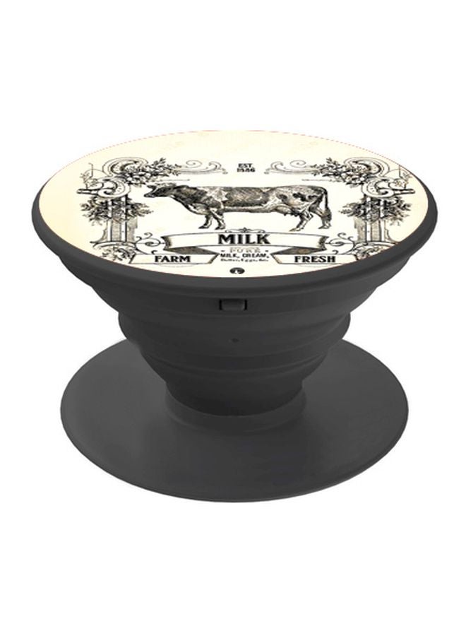 بي بي حامل هاتف بوب سوكيت مطبوع بتصميم بقرة أبيض/ بيج/ أسود - Image 1