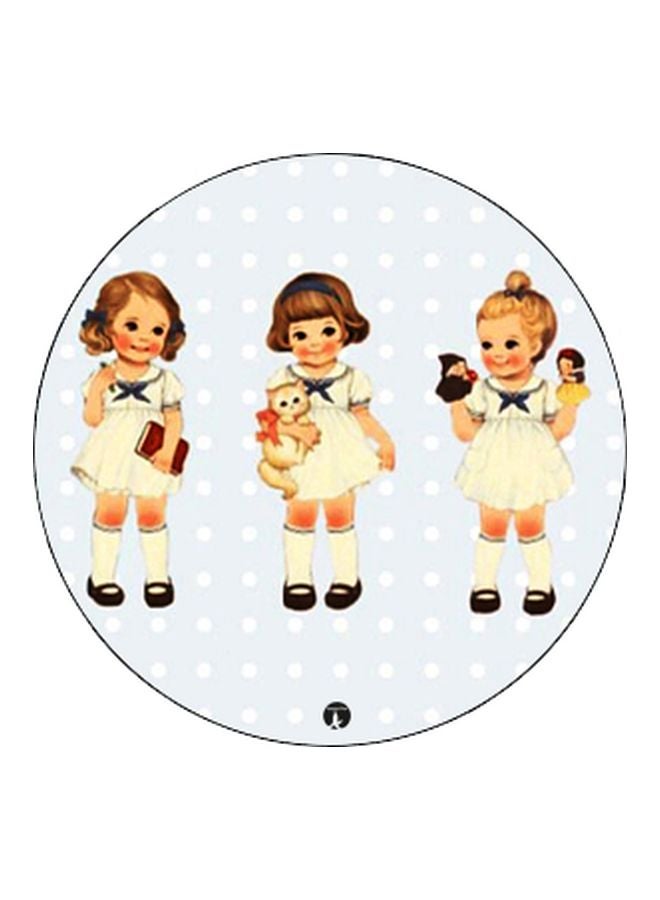 BP Cartoon Girl Printed Pop Socket Phone Holder Blue/Beige/Brown - Image 2