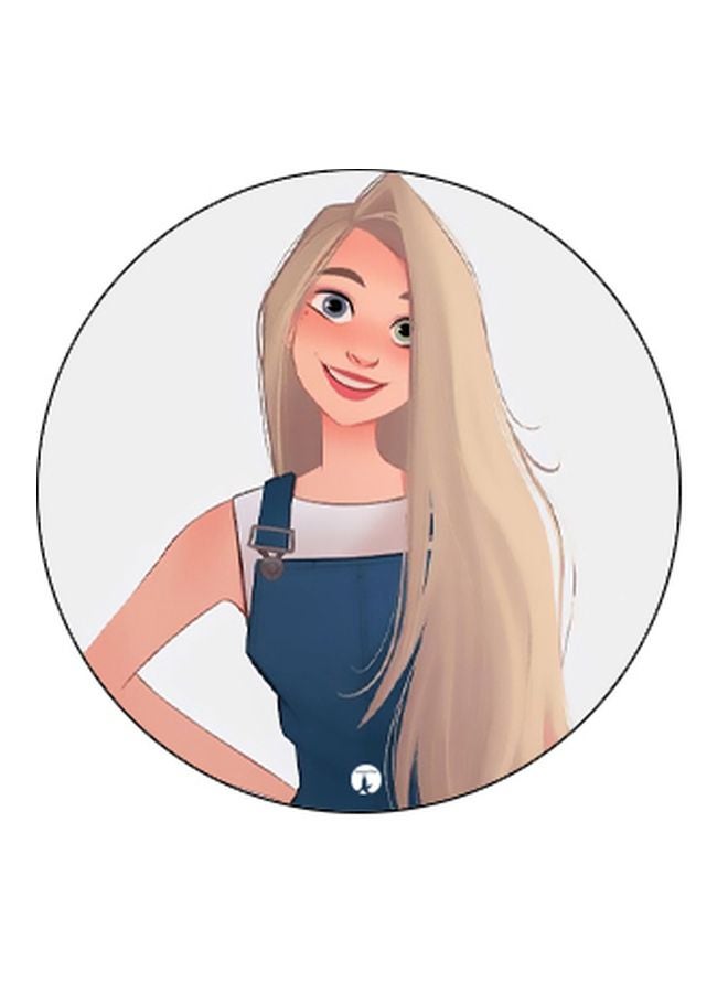 BP Cartoon Girl Printed Pop Socket Phone Holder Grey/Beige/Blue - Image 2