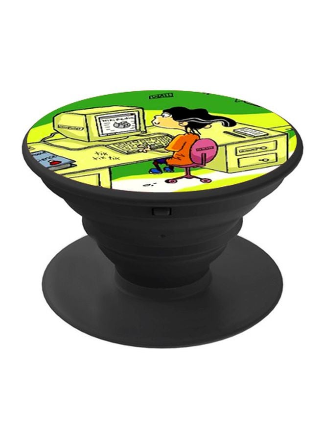 BP Cartoon Printed Pop Socket Phone Holder Green/Yellow/White - Image 1