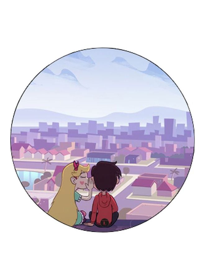 بي بي حامل هاتف على شكل مقبض أصابع منبثق بطبعة رسومات كرتونية أرجواني/ وردي/ بيج - Image 2