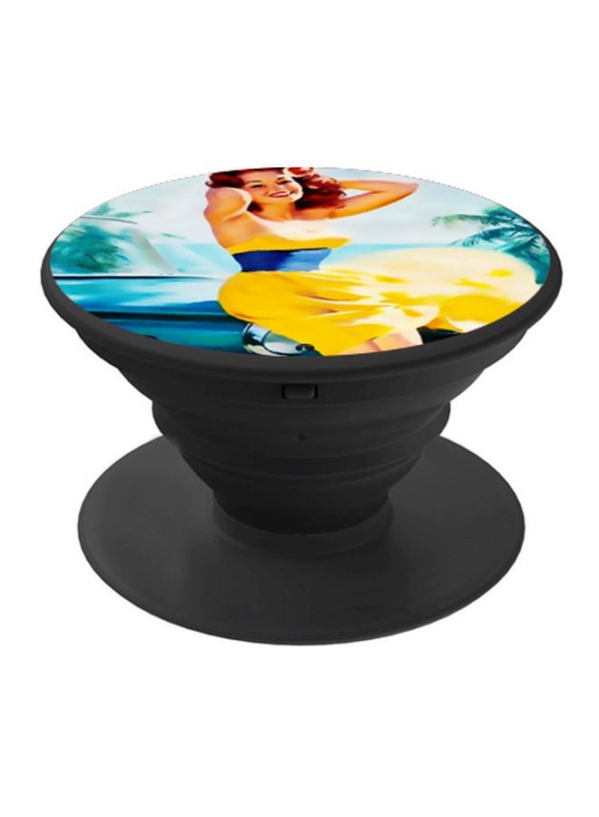 بي بي حامل هاتف على شكل مقبض أصابع منبثق بطبعة رسومات كرتونية أصفر/ أزرق/ أسود - Image 1