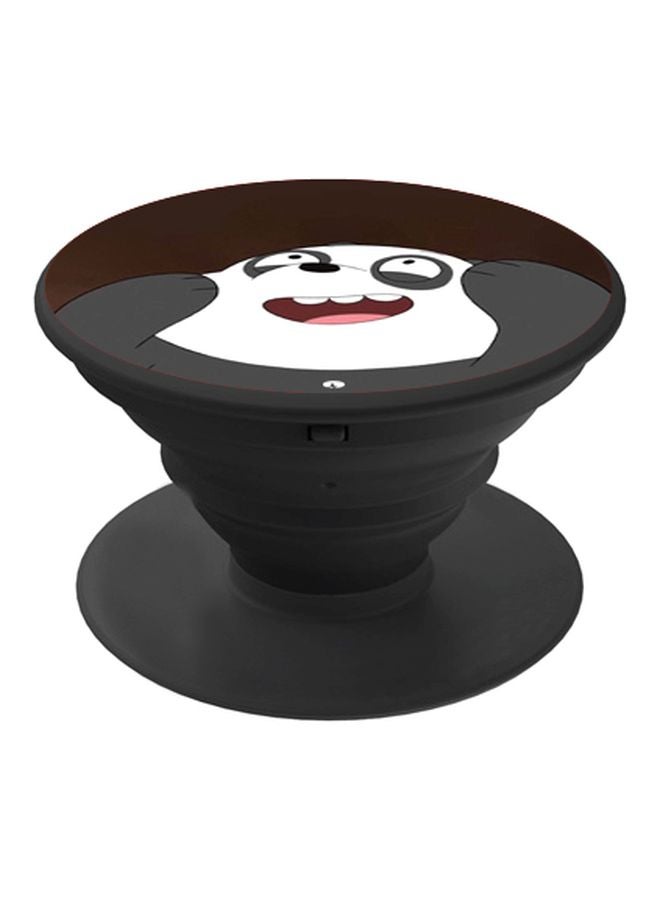 BP Cartoon Panda Printed Pop Socket Phone Holder Grey/White/Brown - Image 1