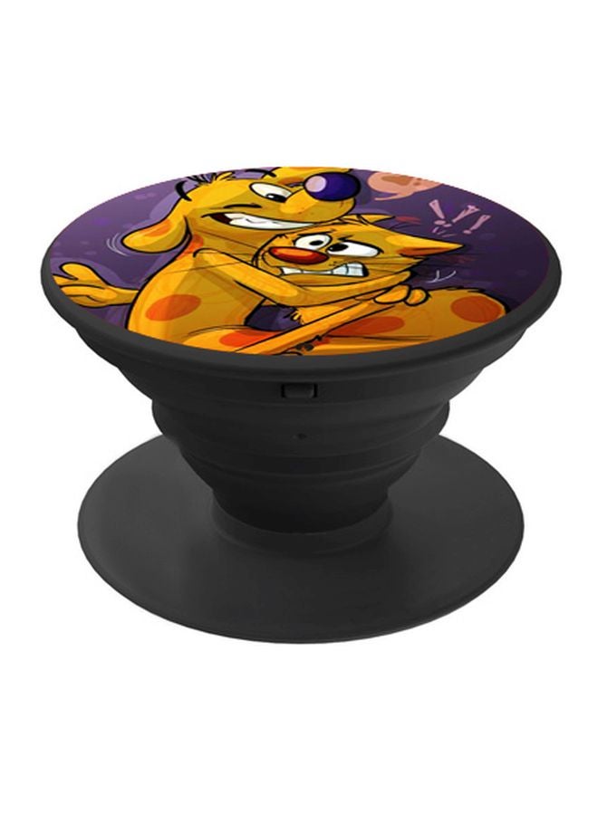 BP Cartoon Printed Pop Socket Phone Holder Purple/Brown/Black - Image 1