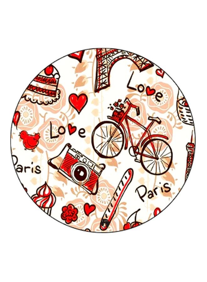 BP Paris Art Cartoon Wallpaper Printed Pop Socket Phone Holder Red/Beige/White - Image 2
