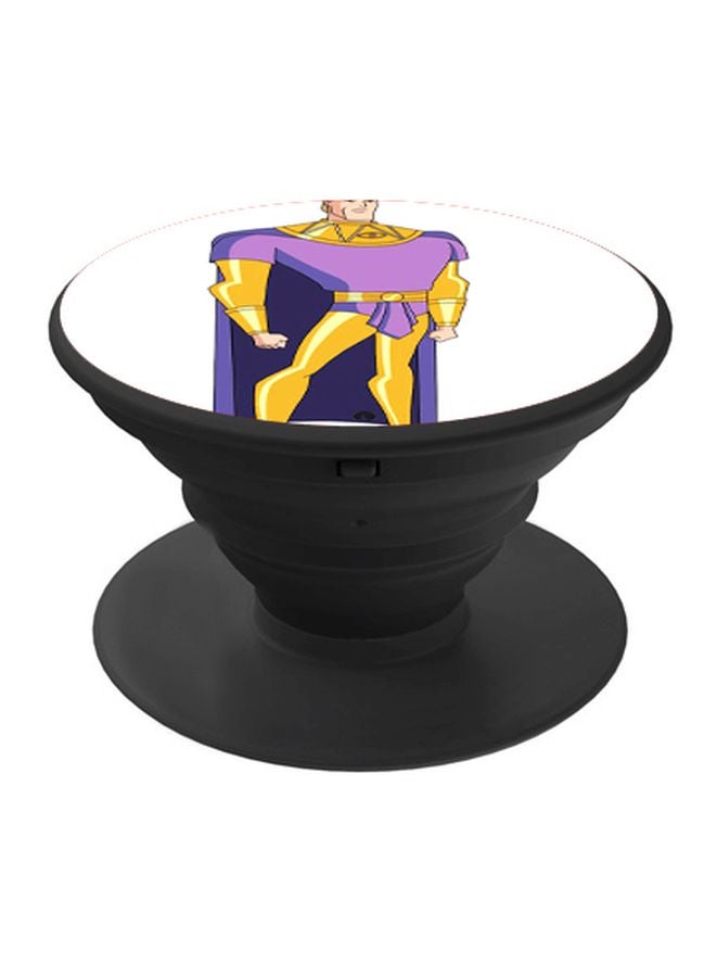 بي بي حامل هاتف على شكل مقبض أصابع منبثق بطبعة رسومات كرتونية أرجواني/أصفر/أبيض - Image 1