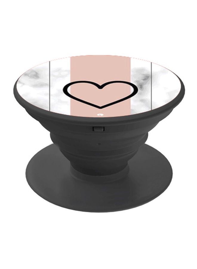 BP Heart Printed Pop Socket Phone Holder Beige/Black/Grey - Image 1