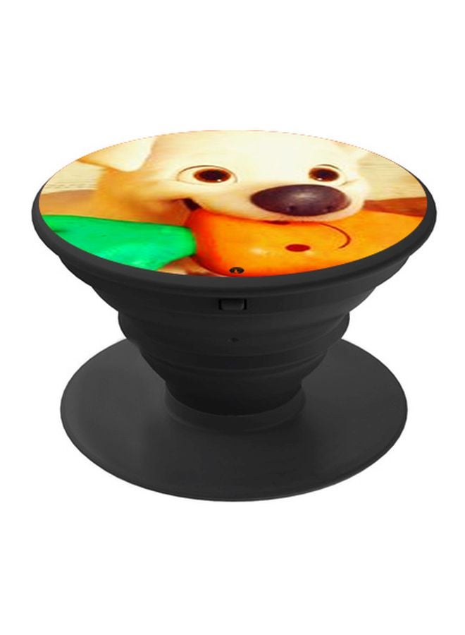 BP Cartoon Dog Printed Pop Socket Phone Holder Black/Beige/Orange - Image 1