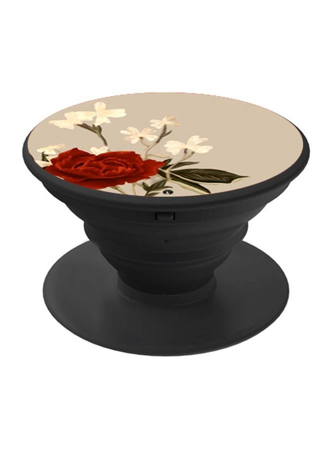 BP Rose Printed Pop Socket Phone Holder Grey/Brown/Black - Image 1