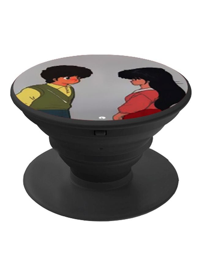 BP Printed Pop Socket Phone Holder Grey/Yellow/Pink - Image 1
