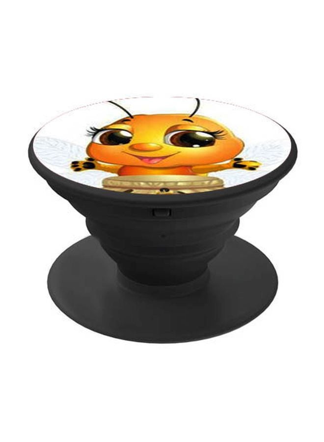 حامل هاتف على شكل مقبض أصابع منبثق بطبعة رسومات كرتونية أسود/ أبيض/ أصفر