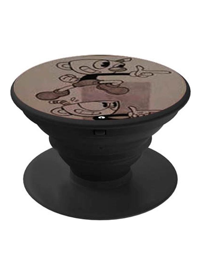 بي بي حامل هاتف على شكل مقبض أصابع منبثق بطبعة رسومات كرتونية أسود/بني - Image 1