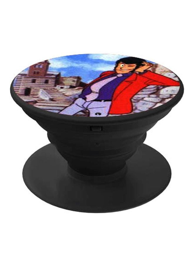 بي بي حامل هاتف على شكل مقبض أصابع منبثق بطبعة رسومات كرتونية أسود / أحمر / أزرق - Image 1