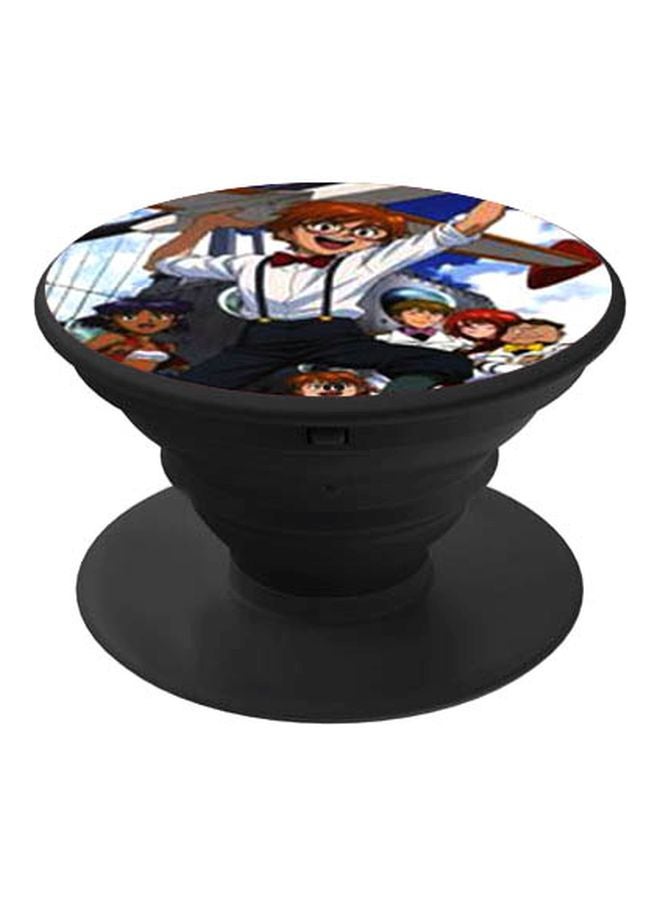 بي بي حامل هاتف على شكل مقبض أصابع منبثق بطبعة رسومات كرتونية أسود / أبيض / أزرق - Image 1