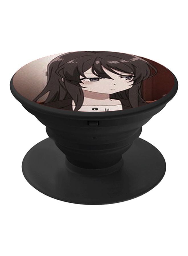 بي بي حامل هاتف بوب سوكيت بطبعة رسم أنمي أسود/ رمادي/ بني - Image 1