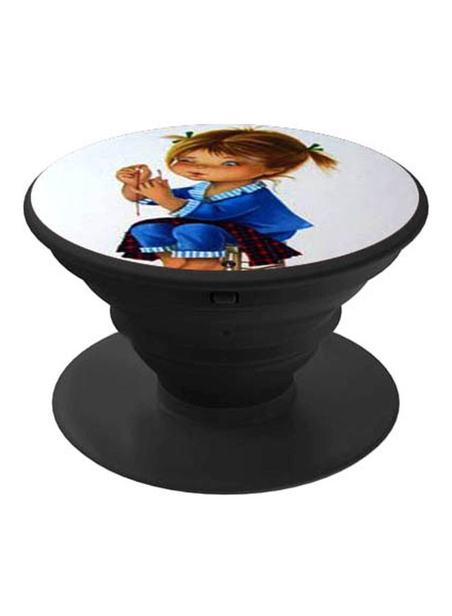 BP Girl Printed Pop Socket Phone Holder Black/White/Blue - Image 1