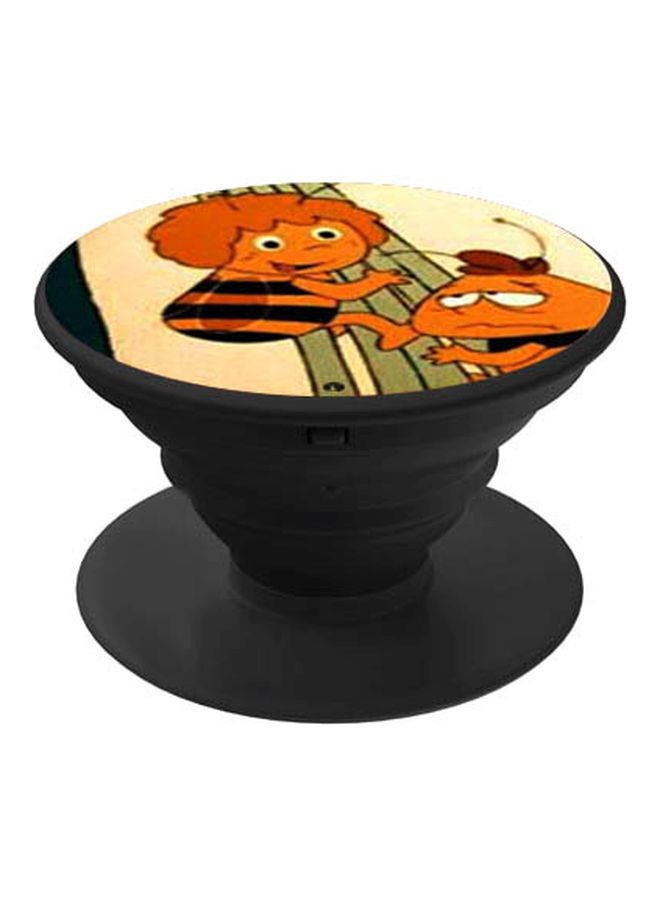 BP Cartoon Printed Pop Socket Phone Holder Black/Orange/Beige - Image 1