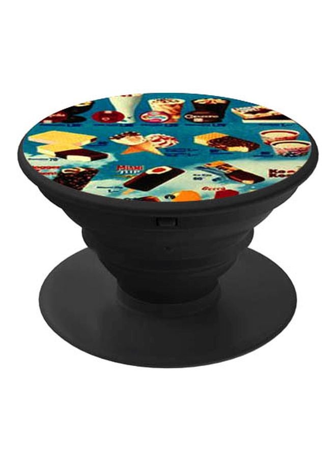 BP Ice Creams Printed Pop Socket Phone Holder Black/Blue/Yellow - Image 1