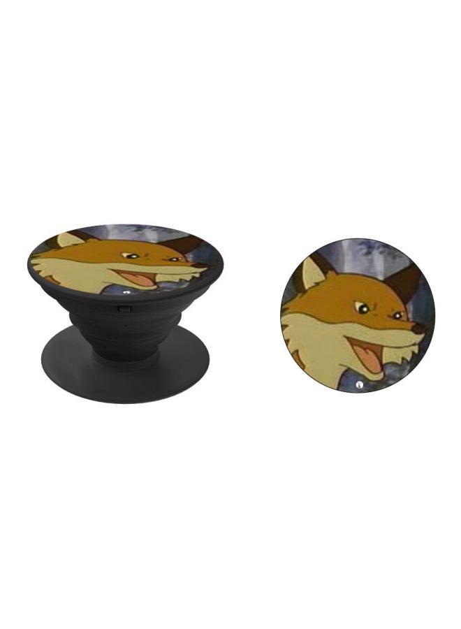 BP Cartoon Fox Printed Pop Socket Phone Holder Beige/Grey/Black - Image 2