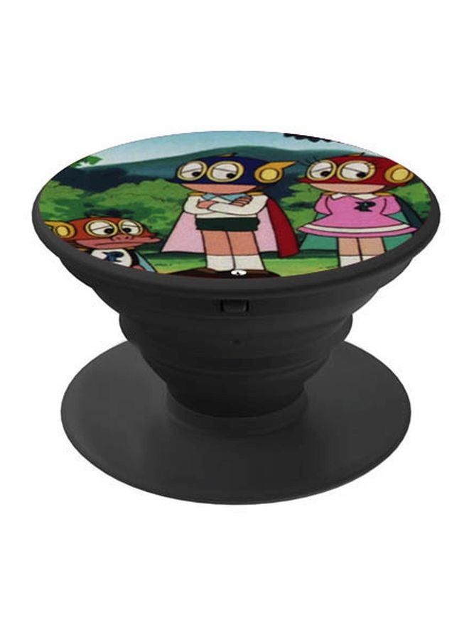 BP Cartoon Printed Pop Socket Phone Holder Green/Pink/Black - Image 1