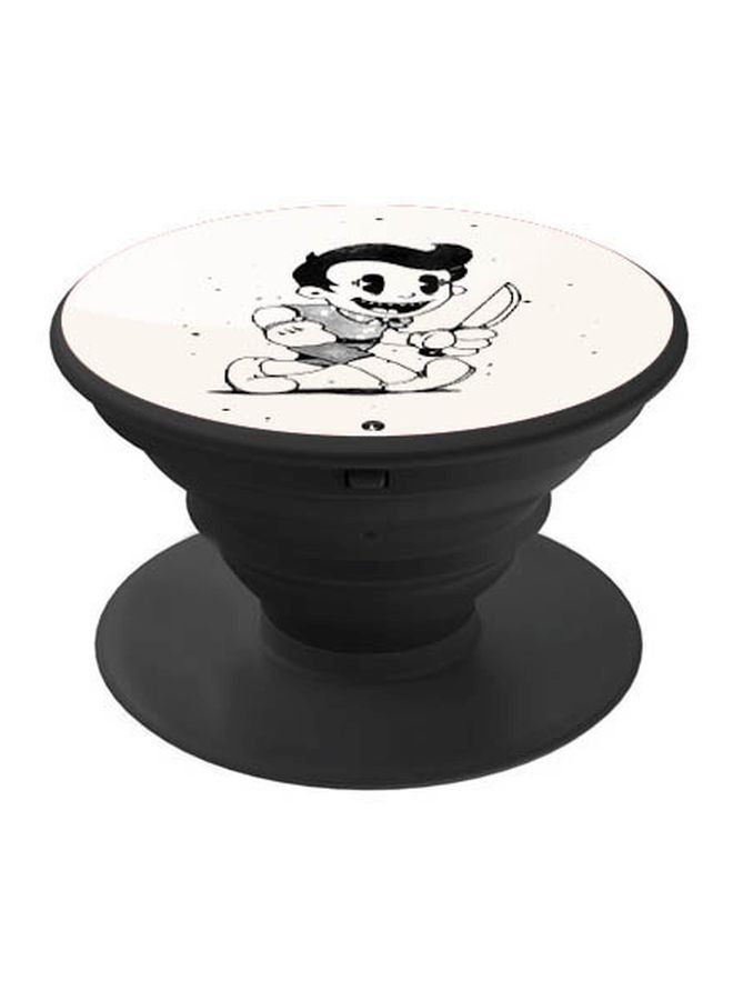 BP Cartoon Printed Pop Socket Phone Holder White/Black - Image 1