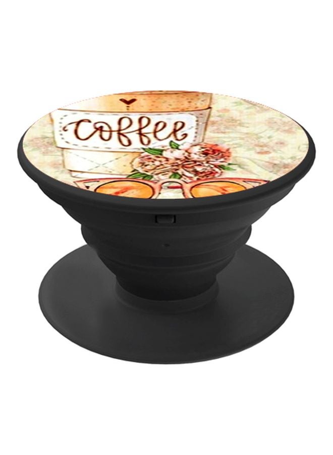 بي بي حامل هاتف على شكل مقبس منبثق بنمط مطبوع لمج قهوة أسود/بني/بيج - Image 1