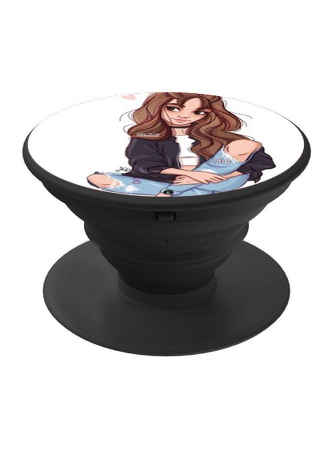 BP Girl Printed Pop Socket Phone Holder White/Blue/Black - Image 1