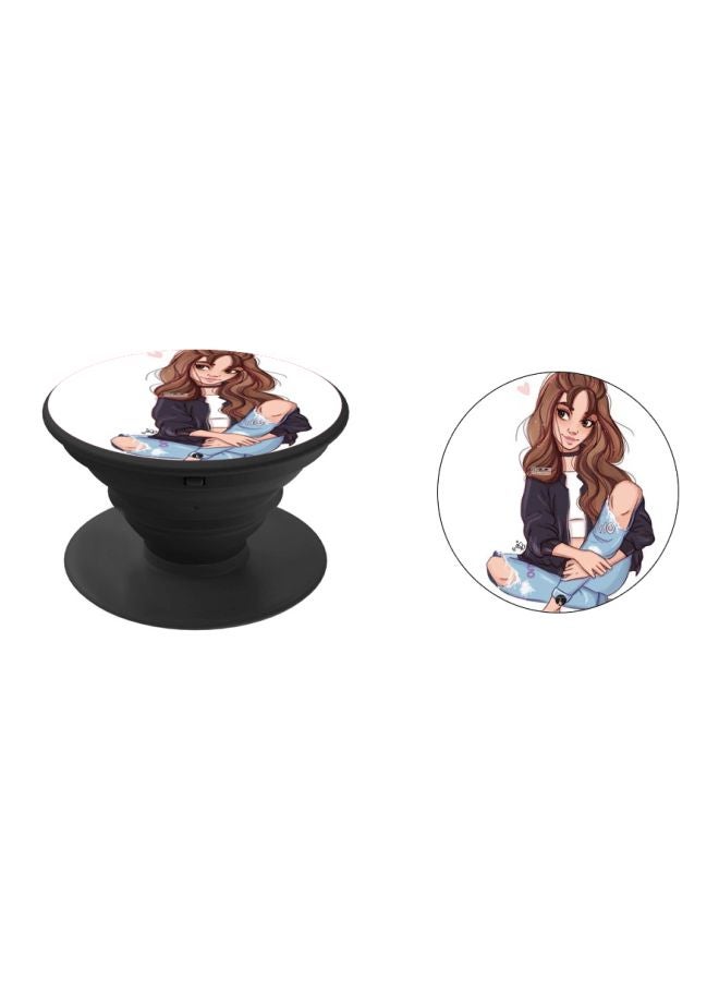 BP Girl Printed Pop Socket Phone Holder White/Blue/Black - Image 2