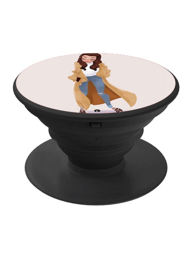 BP Girl Printed Pop Socket Phone Holder Off White/Beige/Brown - Image 1