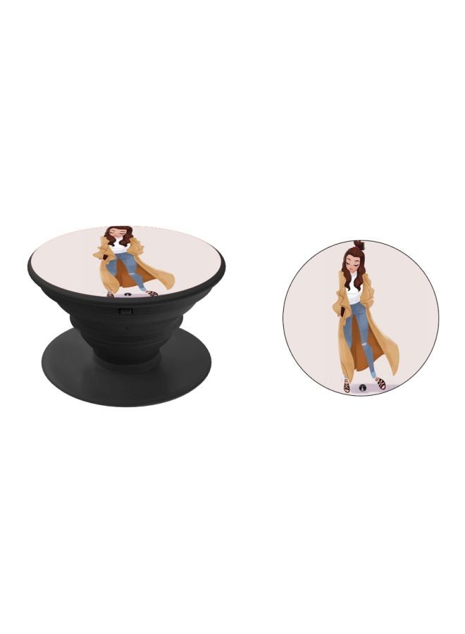BP Girl Printed Pop Socket Phone Holder Off White/Beige/Brown - Image 2