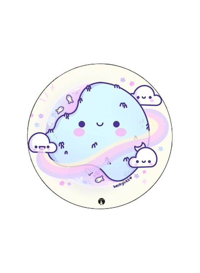 BP Cartoon Printed Pop Socket Phone Holder Blue/Purple/Off White - Image 2