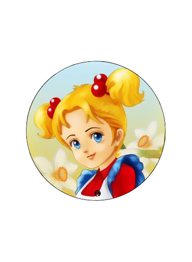 BP Cartoon Girl Printed Pop Socket Phone Holder Beige/Yellow/Red - Image 2