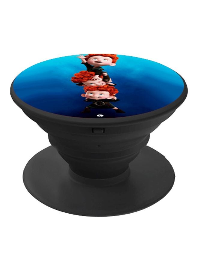 بي بي حامل هاتف على شكل مقبض أصابع منبثق بطبعة رسومات كرتونية أزرق /أسود/بني - Image 1