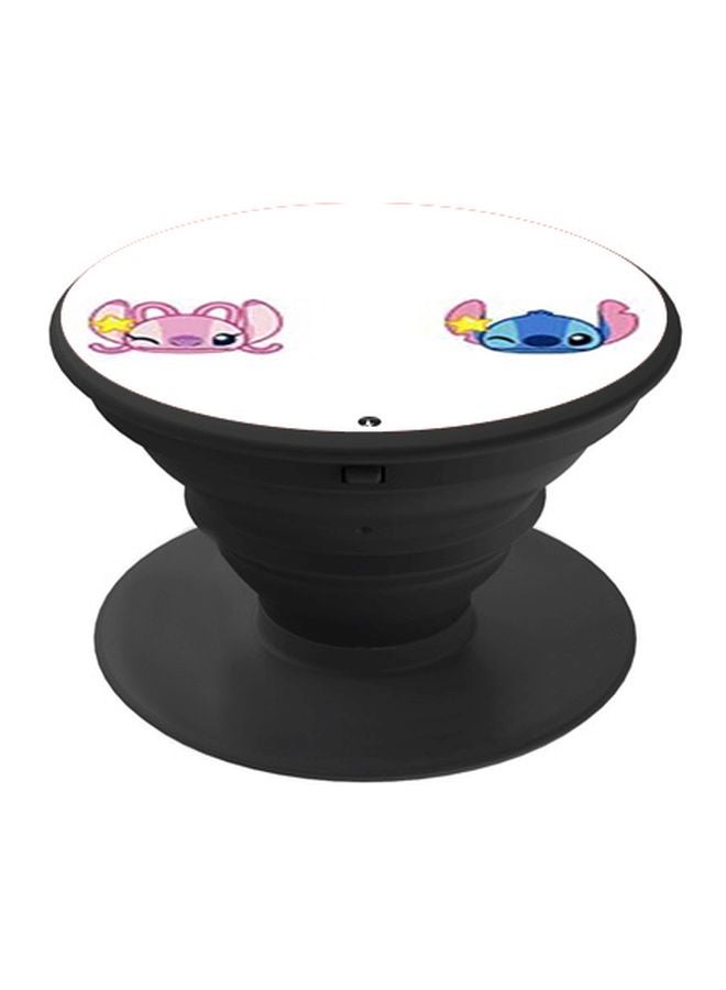 بي بي حامل هاتف على شكل مقبض أصابع منبثق بطبعة رسومات كرتونية أبيض/وردي/أسود - Image 1