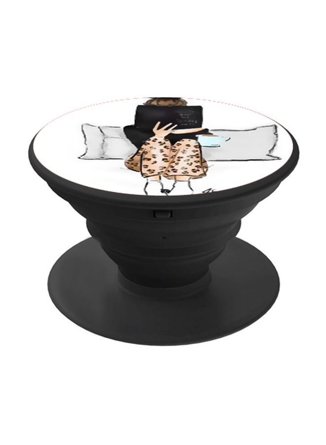 BP Girl Printed Pop Socket Phone Holder White/Brown/Black - Image 1