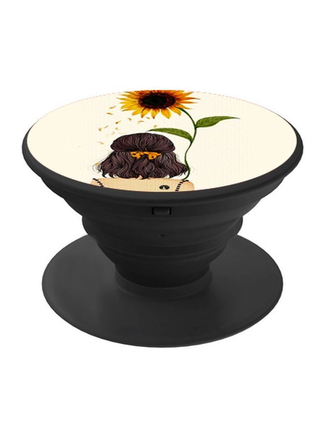 BP Girl With Flower Printed Pop Socket Phone Holder Beige/Brown/Black - Image 1