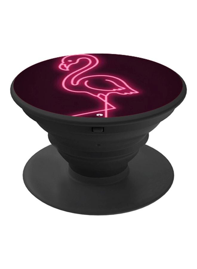 BP Neon Flamingo Printed Pop Socket Phone Holder Pink/Black - Image 1