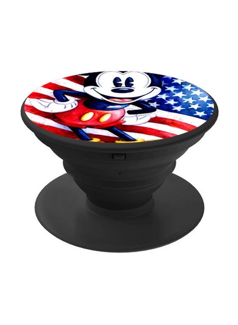 Mickey Mouse With American Flag Printed Pop Socket Phone Holder Red/White/Black