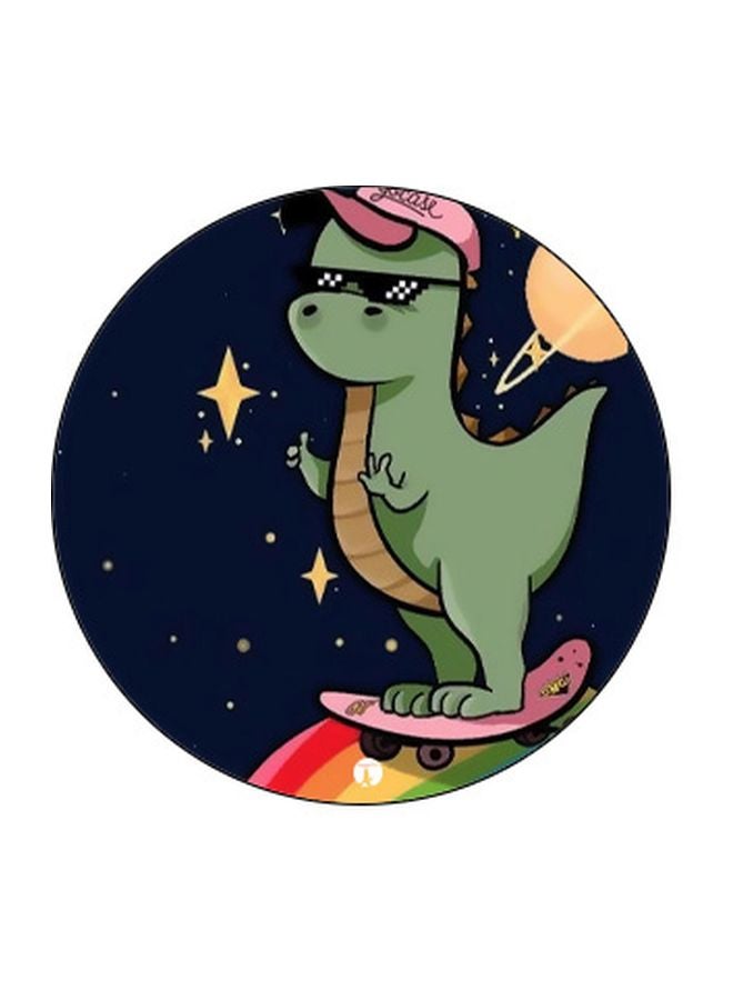 BP Cartoon Dinosaur On Skateboard Printed Pop Socket Phone Holder Blue/Green/Black - Image 2